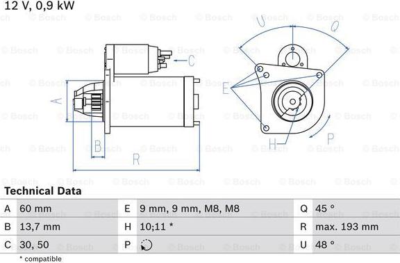 BOSCH 0 986 021 970 - Стартер autospares.lv