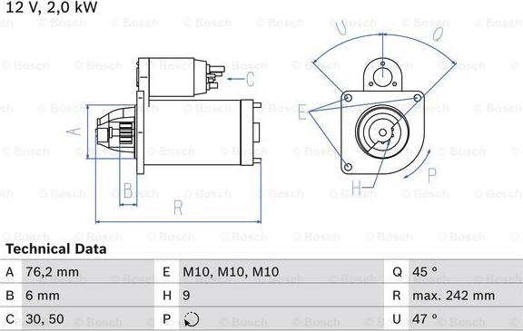 BOSCH 0 986 021 820 - Стартер autospares.lv