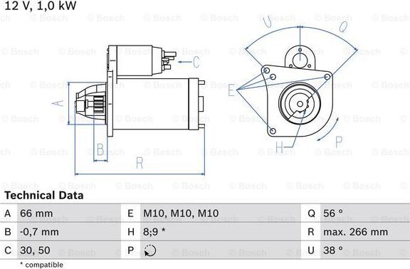 BOSCH 0 986 022 830 - Стартер autospares.lv