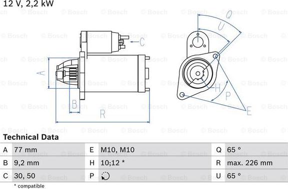 BOSCH 0 986 022 740 - Стартер autospares.lv