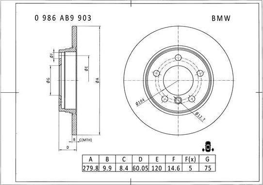 BOSCH 0 986 AB9 903 - Тормозной диск autospares.lv