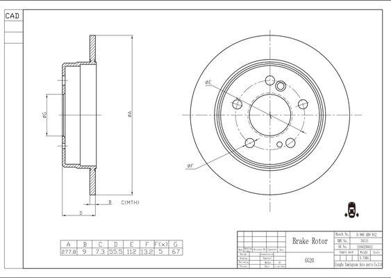 BOSCH 0 986 AB9 912 - Тормозной диск autospares.lv