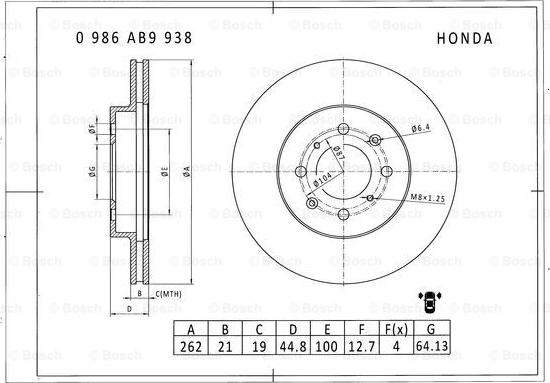 BOSCH 0 986 AB9 938 - Тормозной диск autospares.lv