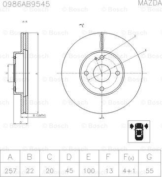 BOSCH 0 986 AB9 545 - Тормозной диск autospares.lv