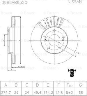 BOSCH 0 986 AB9 520 - Тормозной диск autospares.lv