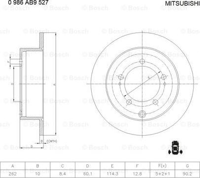 BOSCH 0 986 AB9 527 - Тормозной диск autospares.lv