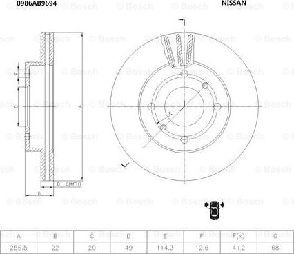 BOSCH 0 986 AB9 694 - Тормозной диск autospares.lv