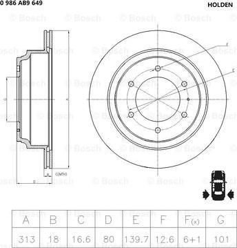 BOSCH 0 986 AB9 649 - Тормозной диск autospares.lv