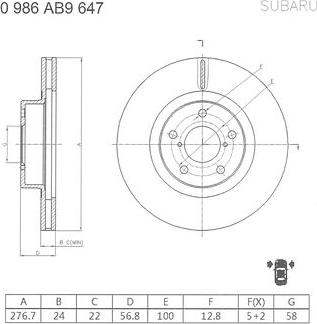 BOSCH 0 986 AB9 647 - Тормозной диск autospares.lv