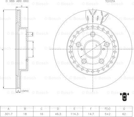 BOSCH 0 986 AB9 660 - Тормозной диск autospares.lv