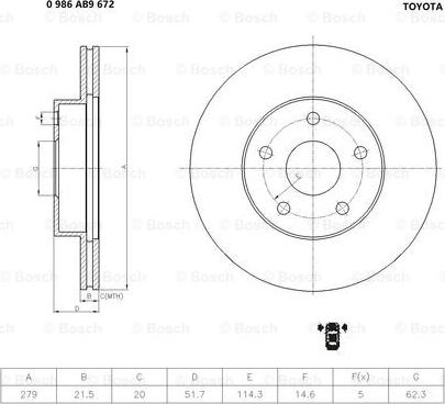 BOSCH 0 986 AB9 672 - Тормозной диск autospares.lv