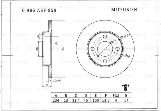 BOSCH 0 986 AB9 859 - Тормозной диск autospares.lv