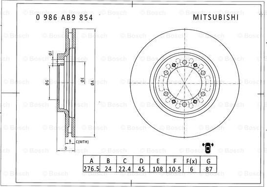 BOSCH 0 986 AB9 854 - Тормозной диск autospares.lv