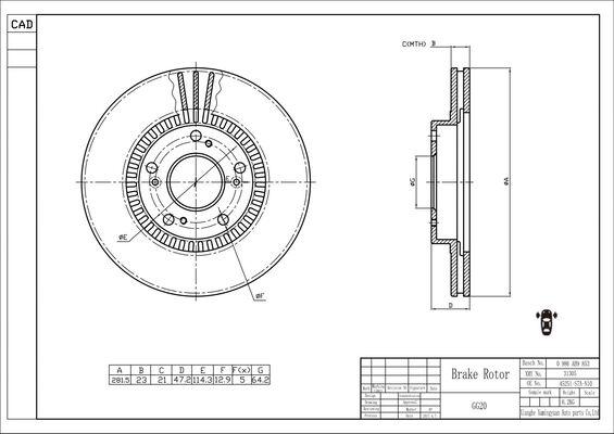 BOSCH 0 986 AB9 853 - Тормозной диск autospares.lv