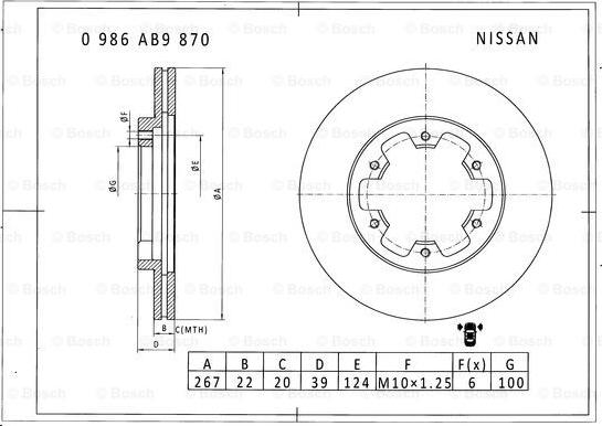 BOSCH 0 986 AB9 870 - Тормозной диск autospares.lv