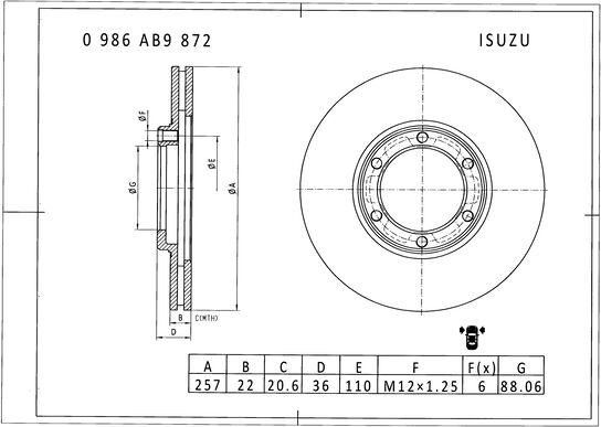 BOSCH 0 986 AB9 872 - Тормозной диск autospares.lv