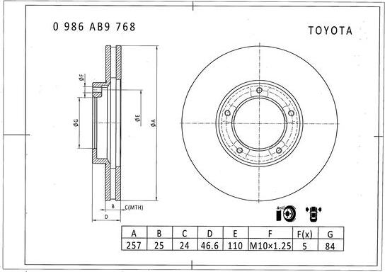 BOSCH 0 986 AB9 768 - Тормозной диск autospares.lv