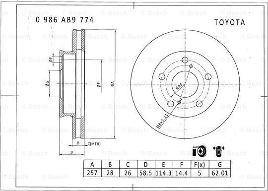 BOSCH 0 986 AB9 774 - Тормозной диск autospares.lv