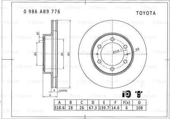 BOSCH 0 986 AB9 776 - Тормозной диск autospares.lv