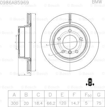 BOSCH 0 986 AB5 969 - Тормозной диск autospares.lv