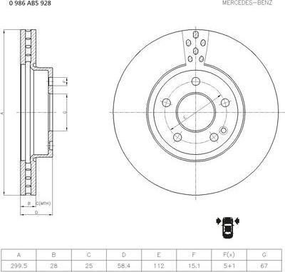 BOSCH 0 986 AB5 928 - Тормозной диск autospares.lv