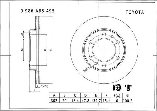 BOSCH 0 986 AB5 495 - Тормозной диск autospares.lv