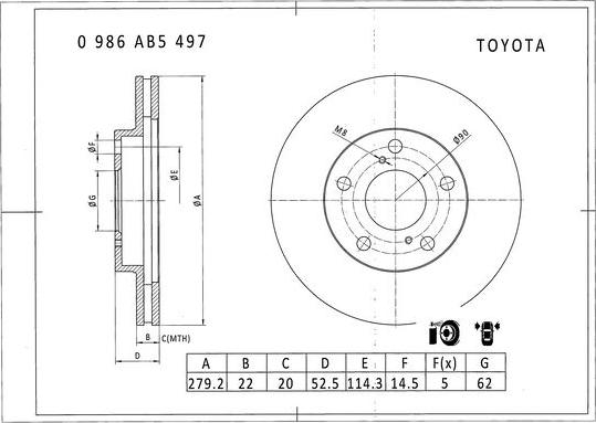 BOSCH 0 986 AB5 497 - Тормозной диск autospares.lv