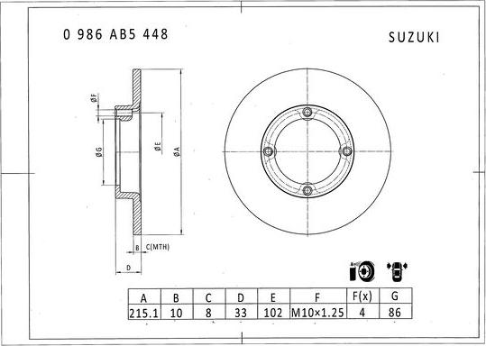 BOSCH 0 986 AB5 448 - Тормозной диск autospares.lv