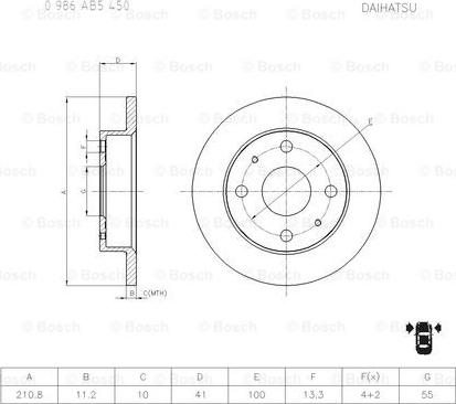BOSCH 0 986 AB5 450 - Тормозной диск autospares.lv