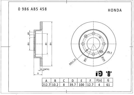 BOSCH 0 986 AB5 458 - Тормозной диск autospares.lv