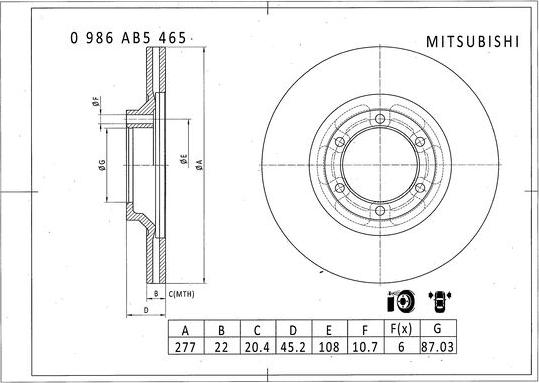 BOSCH 0 986 AB5 465 - Тормозной диск autospares.lv