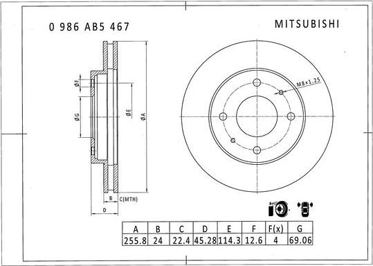 BOSCH 0 986 AB5 467 - Тормозной диск autospares.lv