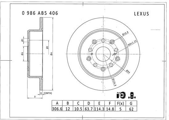 BOSCH 0 986 AB5 406 - Тормозной диск autospares.lv