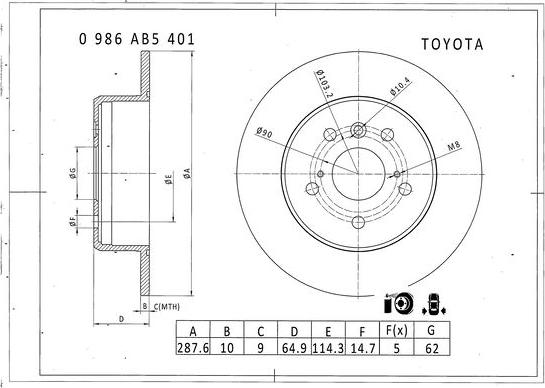 BOSCH 0 986 AB5 401 - Тормозной диск autospares.lv