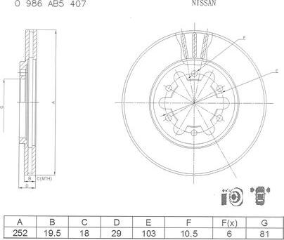 BOSCH 0 986 AB5 407 - Тормозной диск autospares.lv