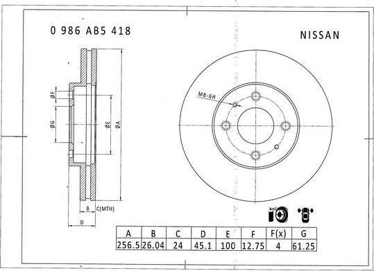 BOSCH 0 986 AB5 418 - Тормозной диск autospares.lv