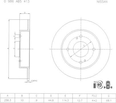 BOSCH 0 986 AB5 413 - Тормозной диск autospares.lv