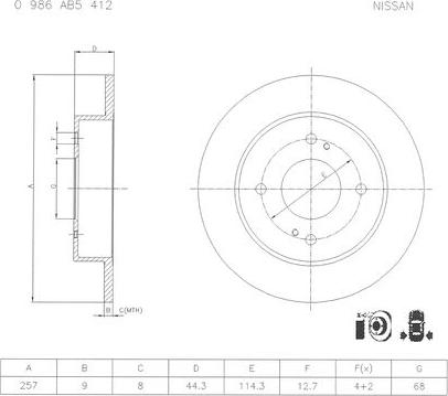 BOSCH 0 986 AB5 412 - Тормозной диск autospares.lv