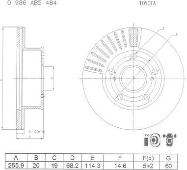 BOSCH 0 986 AB5 484 - Тормозной диск autospares.lv