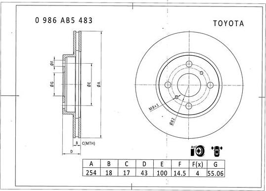 BOSCH 0 986 AB5 483 - Тормозной диск autospares.lv