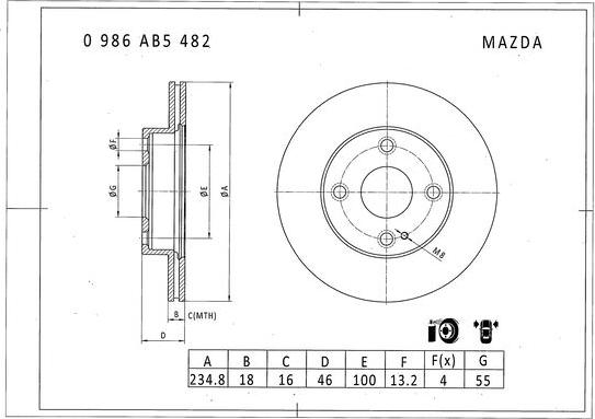 BOSCH 0 986 AB5 482 - Тормозной диск autospares.lv