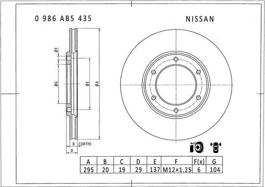 BOSCH 0 986 AB5 435 - Тормозной диск autospares.lv