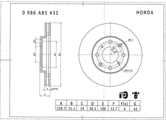 BOSCH 0 986 AB5 432 - Тормозной диск autospares.lv