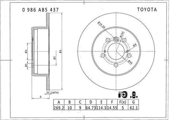 BOSCH 0 986 AB5 437 - Тормозной диск autospares.lv