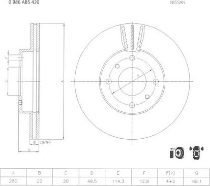 BOSCH 0 986 AB5 420 - Тормозной диск autospares.lv