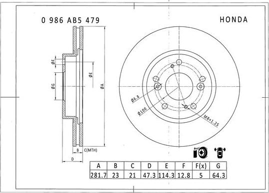 BOSCH 0 986 AB5 479 - Тормозной диск autospares.lv