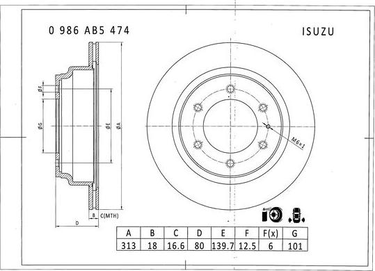 BOSCH 0 986 AB5 474 - Тормозной диск autospares.lv