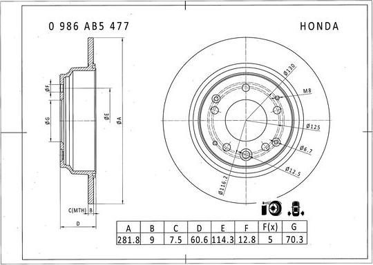 BOSCH 0 986 AB5 477 - Тормозной диск autospares.lv