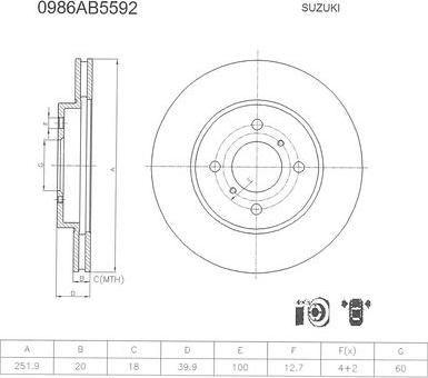 BOSCH 0 986 AB5 592 - Тормозной диск autospares.lv