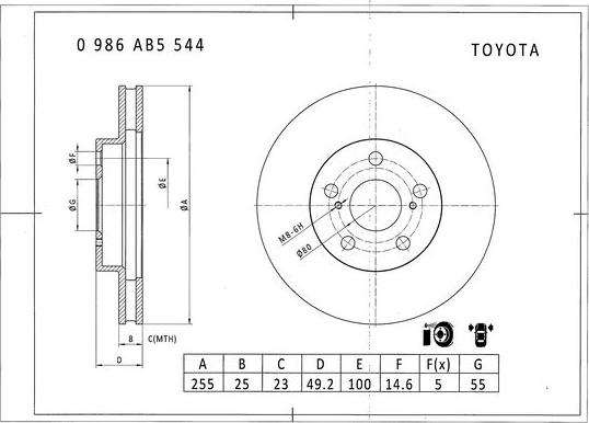 BOSCH 0 986 AB5 544 - Тормозной диск autospares.lv